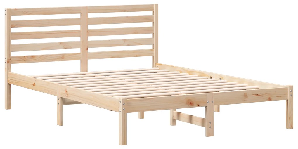 vidaXL Σκελετός Κρεβατιού Καφέ 140 x 190 cm Συμπαγές ξύλο πεύκου