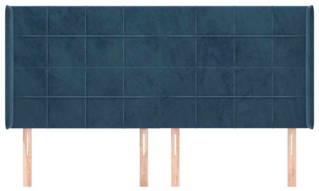 Κεφαλάρι με Πτερύγια Σκούρο Μπλε163x16x118/128 εκ. Βελούδινο - Μπλε