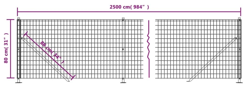 Συρματόπλεγμα Περίφραξης Πράσινο 0,8 x 25 μ. με Βάσεις Φλάντζα - Πράσινο