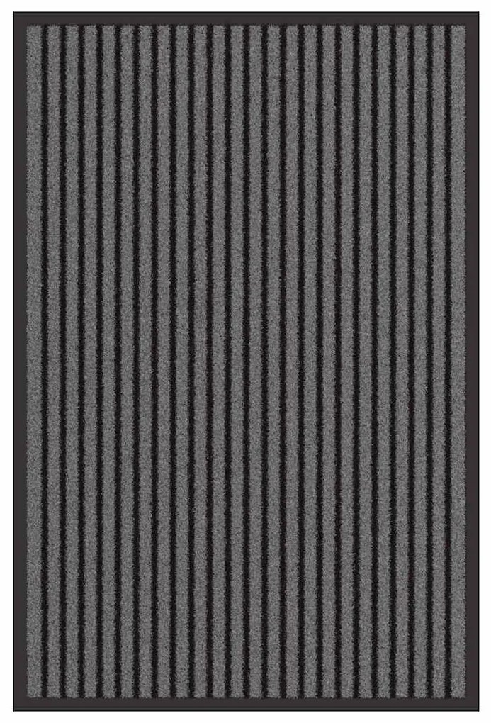 vidaXL Χαλάκι Εξώπορτας Μαύρο και Γκρι 60 x 90 cm Πολυπροπυλένιο, PVC