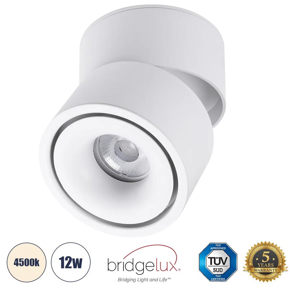 OMEGA-S 60298 Επιφανειακό LED Spot Downlight Φ10cm 12W 1560lm 36° AC 220-240V IP20 Φ10 x Υ10.5cm - Στρόγγυλο - Λευκό - Φυσικό Λευκό 4500K - Bridgelux COB - 5 Years Warranty