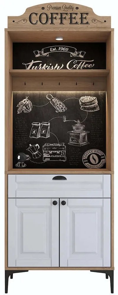 Ντουλάπι Κουζίνας 893RAN4967 70x40x186,4cm White-Oak Μοριοσανίδα, Μελαμίνη