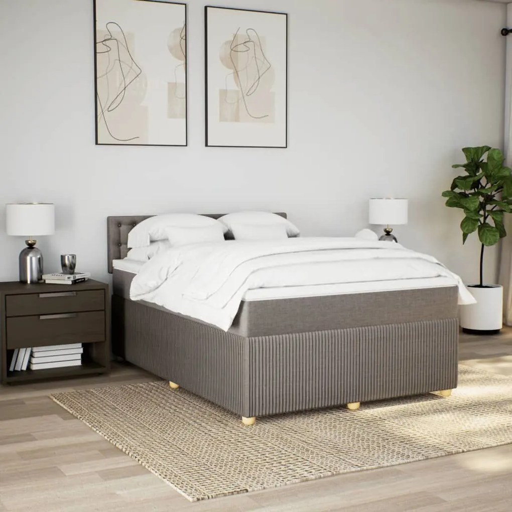 Κρεβάτι Boxspring με Στρώμα Taupe 140x200 εκ. Υφασμάτινο - Μπεζ-Γκρι