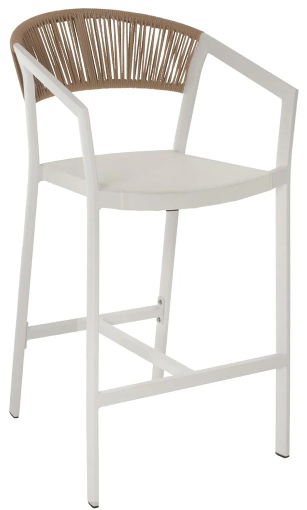 Σκαμπό Μπαρ C5892.22 Αλουμινίου Λευκό με Rattan & Textline 56x58x105Yεκ. 56x58x105 εκ.