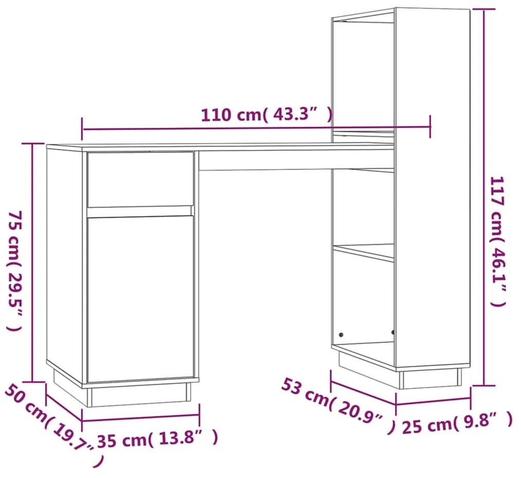 ΓΡΑΦΕΙΟ ΓΚΡΙ 110X53X117 ΕΚ. ΑΠΟ ΜΑΣΙΦ ΞΥΛΟ ΠΕΥΚΟΥ 814511