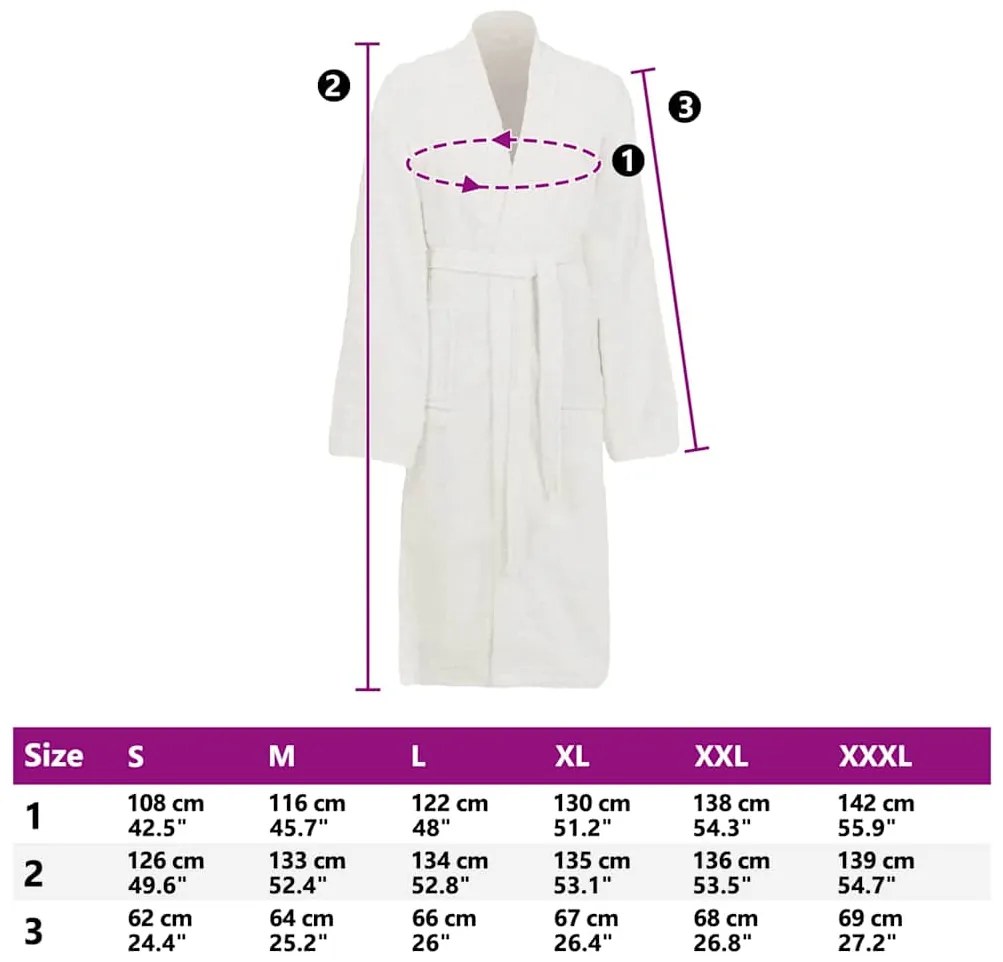 vidaXL Μπουρνούζι KINN Λευκό XXXL Βαμβάκι