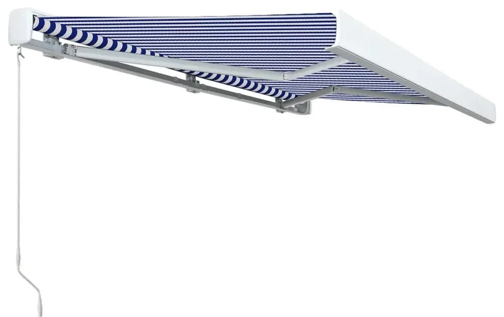 vidaXL Τέντα Κασετίνα Χειροκίνητη Μπλε / Λευκή 300 x 250 εκ.