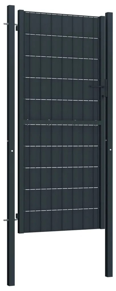 Πόρτα Περίφραξης Ανθρακί 100 x 204 εκ. από PVC / Ατσάλι 145236