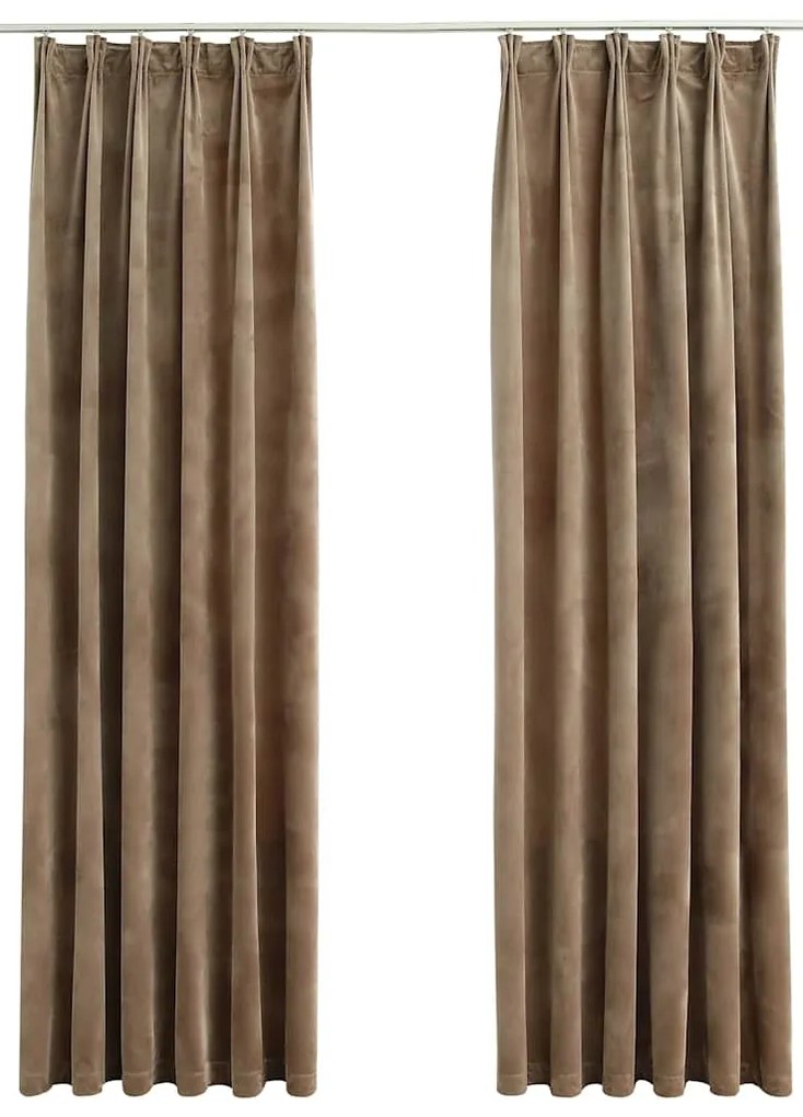 vidaXL Κουρτίνες Συσκότισης με Γάντζους 2 τεμ. Μπεζ 140x225 εκ Βελούδο