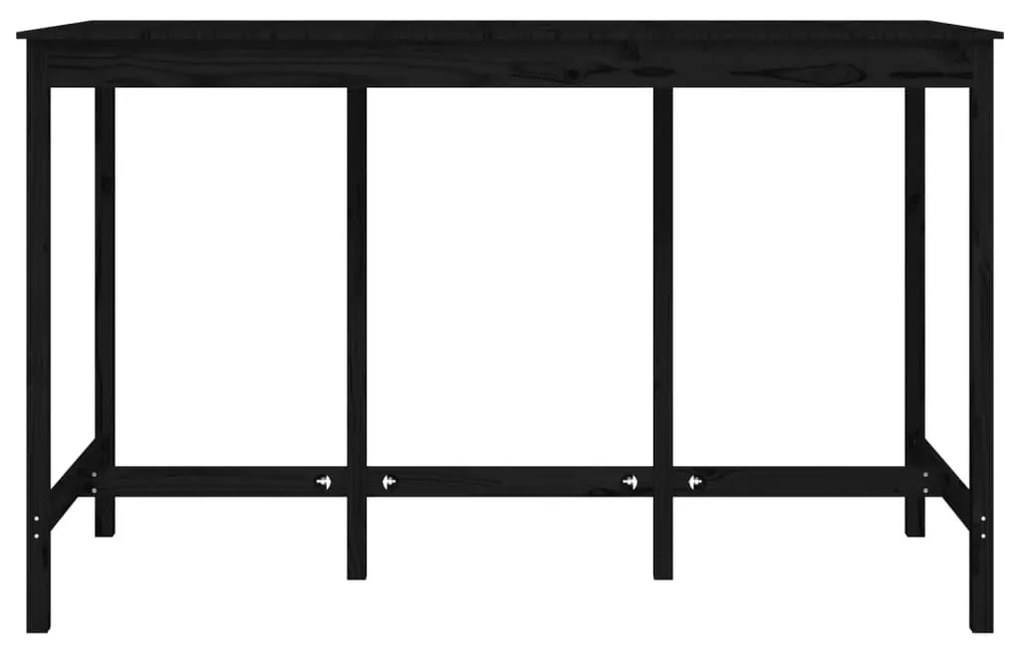 Τραπέζι Μπαρ μαύρος 180 x 80 x 110 εκ. από Μασίφ Ξύλο Πεύκου - Μαύρο