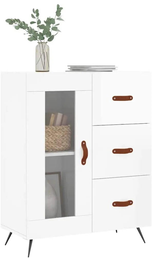 vidaXL Ντουλάπι Γυαλιστερό Λευκό 69,5x34x90 εκ. Επεξεργασμένο Ξύλο