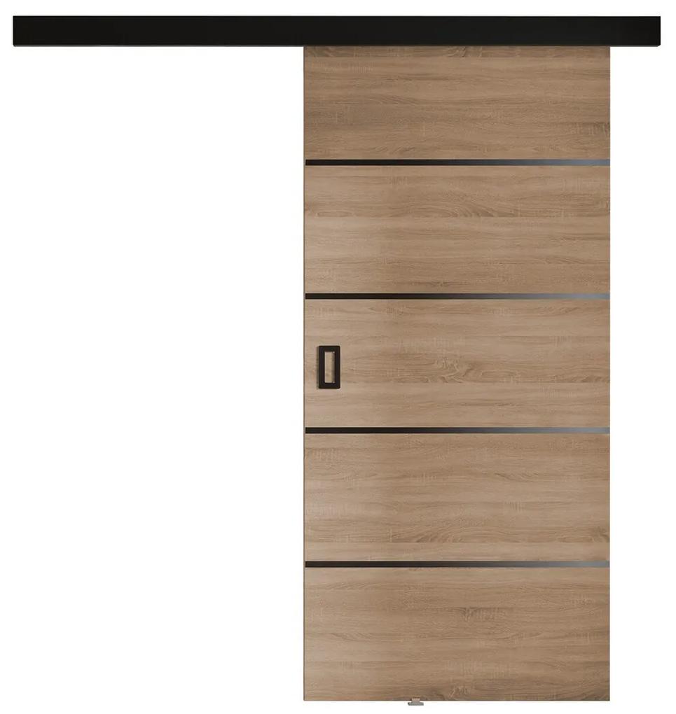 Συρόμενες πόρτες Dover 171, 23 kg, Sonoma οξιά, Πλαστικοποιημένη μοριοσανίδα, Ανοιχτό καφέ, Αλουμίνιο | Epipla1.gr