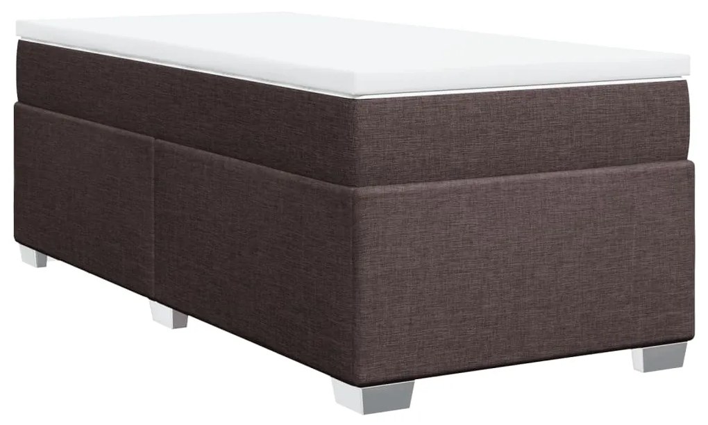 vidaXL Κρεβάτι Boxspring με Στρώμα Σκούρο Καφέ 80x200 εκ. Υφασμάτινο