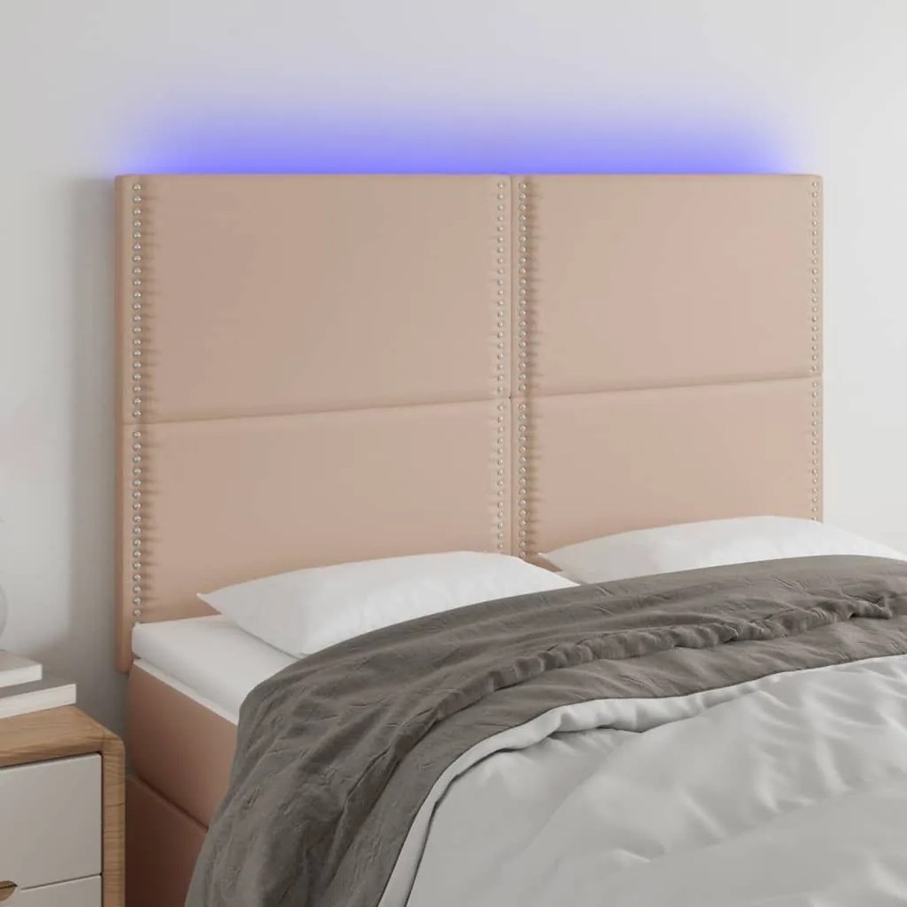 Κεφαλάρι Κρεβατιού LED Καπουτσίνο 144x5x118/128 εκ - Καφέ