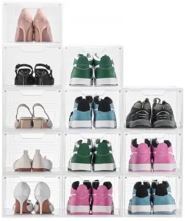 VEVOR Shoe Storage Boxes 12PCS Stackable Shoe Boxes US Size 13 Transparent White