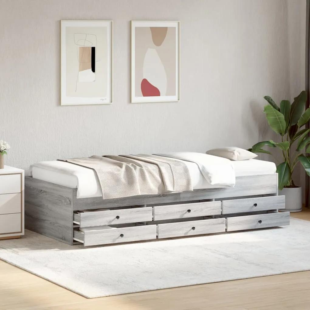 vidaXL Καναπές-Κρεβάτι με Συρτάρια Γκρι Sonoma 90x190 εκ. Επεξ. Ξύλο