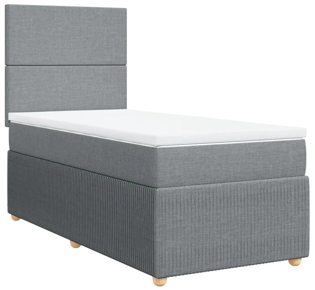 ΚΡΕΒΑΤΙ BOXSPRING ΜΕ ΣΤΡΩΜΑ ΑΝΟΙΧΤΟ ΓΚΡΙ 90X190 ΕΚ. ΥΦΑΣΜΑΤΙΝΟ 3291904