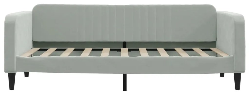 vidaXL Καναπές Κρεβάτι Συρόμενος Ανοιχτό Γκρι 90x190 εκ. Βελούδινος