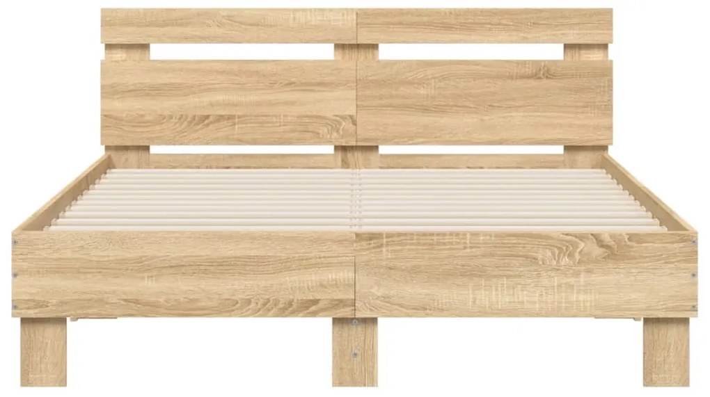 vidaXL Πλαίσιο Κρεβατιού με Κεφαλάρι/LED Sonoma δρυς 120x200 εκ.