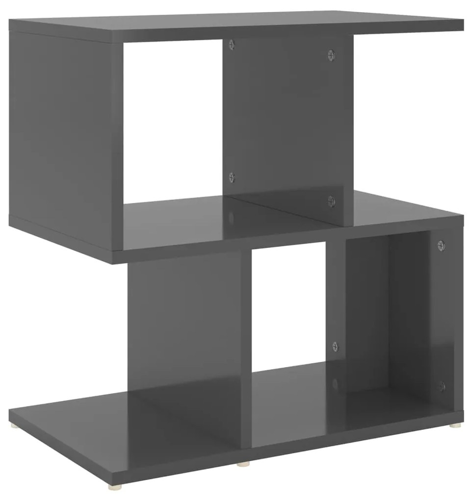 vidaXL Κομοδίνο Γυαλιστερό Γκρι 50 x 30 x 51,5 εκ. από Μοριοσανίδα