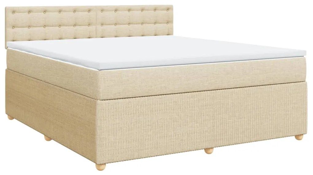 Κρεβάτι Boxspring με Στρώμα Κρεμ 180x200 εκ. Υφασμάτινο - Κρεμ