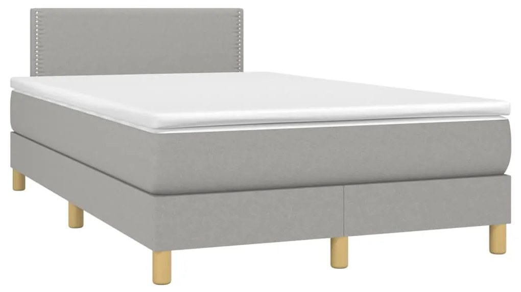 vidaXL Κρεβάτι Boxspring με Στρώμα & LED Αν.Γκρι 120x190εκ. Υφασμάτινο