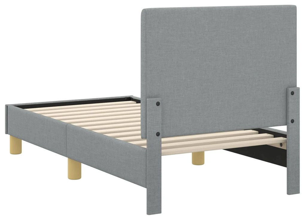 vidaXL Κρεβατική βάση για παιδιά με προσκέφαλο Ανοιχτό γκρι ύφασμα