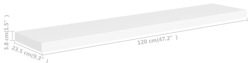 Ράφια Τοίχου 4 τεμ. Άσπρα 120x23,5x3,8 εκ. MDF - Λευκό