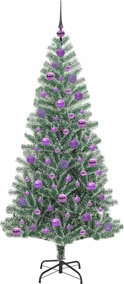 vidaXL Artificial Christmas Tree Flocked Πράσινο και Λευκό 180 cm