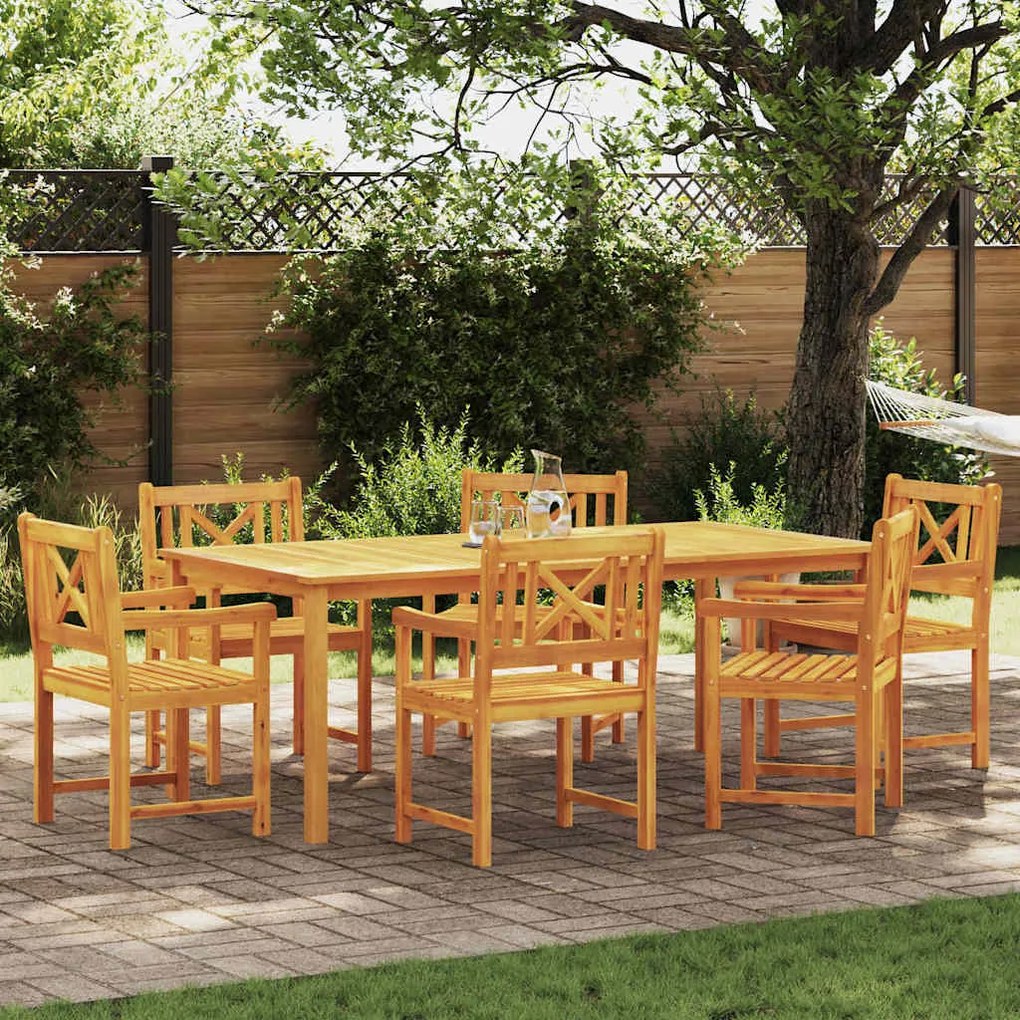 vidaXL Σέτ φαγητού για κήπο 7 pcs Καφέ Μασίφ ξύλο ακακίας