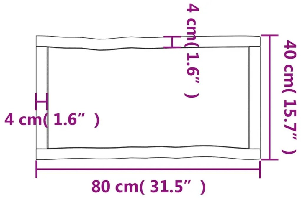 Επιφ Τραπεζιού Αν Καφέ 80x40x(2-4)εκ. Ακατέργ. Μασίφ Ξύλο Δρυός - Καφέ