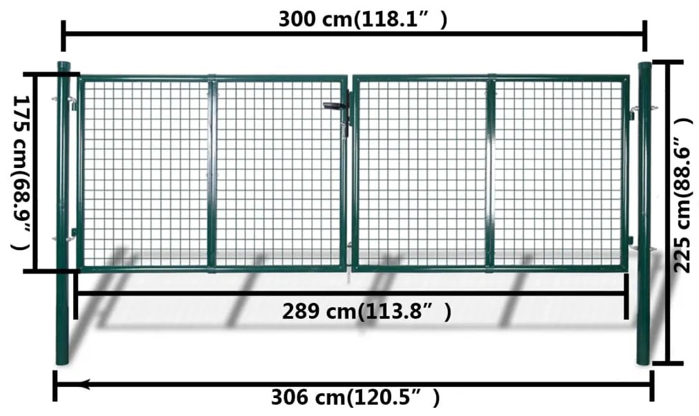 Πόρτα Περίφραξης Κήπου με Πλέγμα  289 x 175 εκ. / 306 x 225 εκ. - Πράσινο