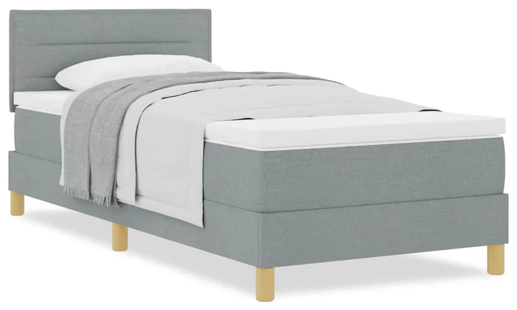 vidaXL Κρεβάτι box spring με στρώμα Ανοιχτό γκρι 100 x 200 cm ύφασμα