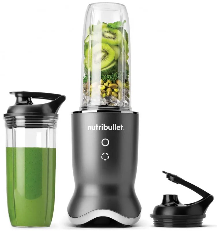 Μπλέντερ Nutribullet NB1206DGCC, 1200W, 900 ml, 1 ταχύτητα + Pulse, κουμπιά αφής, χωρίς BPA, σκούρο γκρι/ασημί