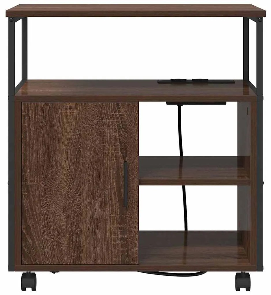 vidaXL Ντουλάπα με Σταθμό Φόρτισης Καφέ δρυς 61 x 46 x 67 εκ.