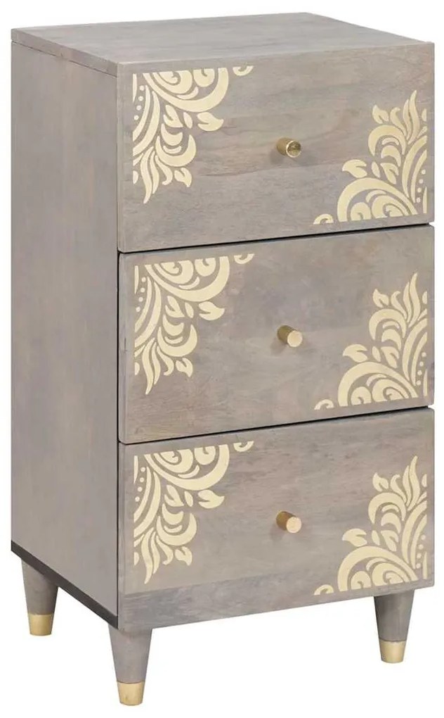 vidaXL Πλαϊνό γραφείο με συρτάρι Γκρι και Χρυσό 40 x 33 x 75 εκ.