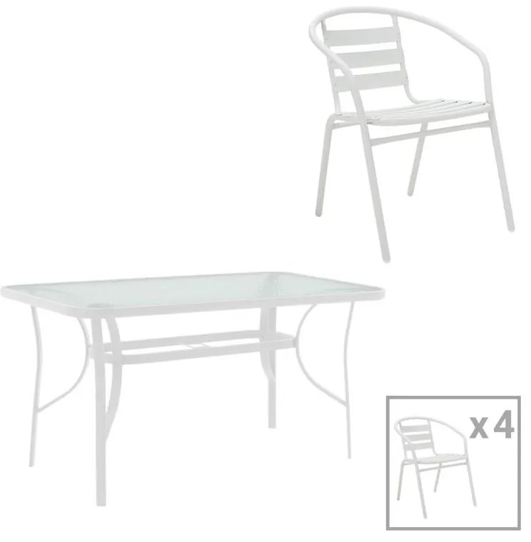 Τραπεζαρία Valor-Tade σετ 5τεμ μέταλλο σε λευκή απόχρωση