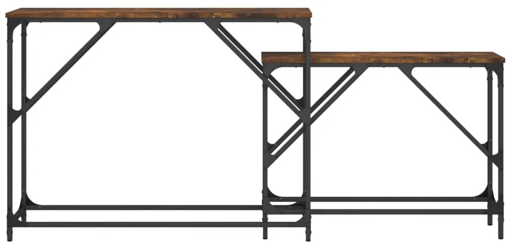 vidaXL Τραπέζια Κονσόλας Ζιγκόν 2 τεμ. Καπνιστή Δρυς από Επεξεργ. Ξύλο