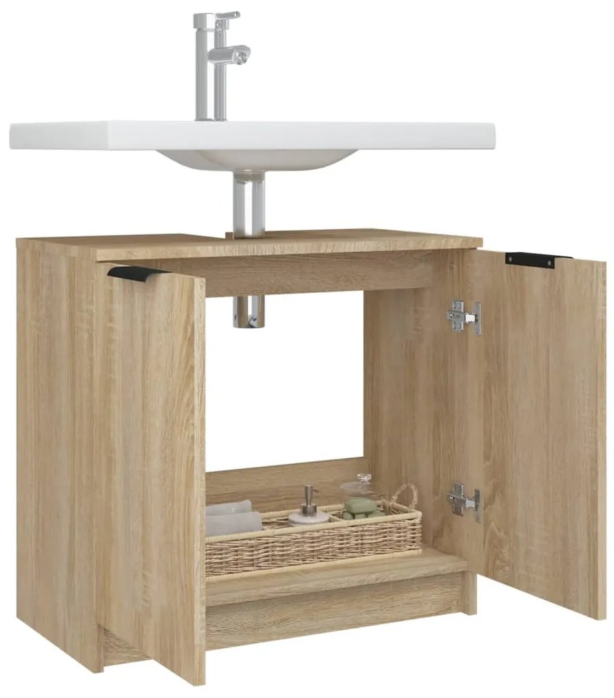 vidaXL Ντουλάπι Μπάνιου Sonoma Δρυς 64,5x33,5x59 εκ Επεξεργασμένο Ξύλο