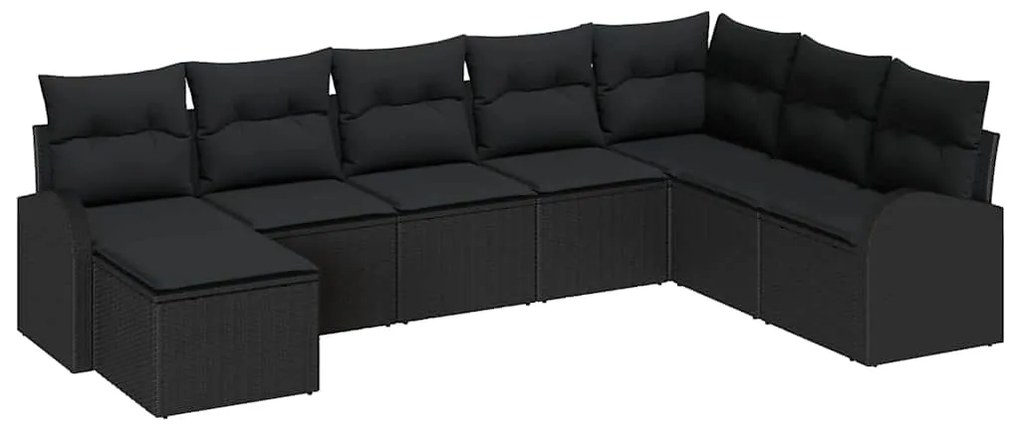 vidaXL Σετ Καναπέ Κήπου με μαξιλάρι 8 pcs Μαύρο Πολυ ράταν