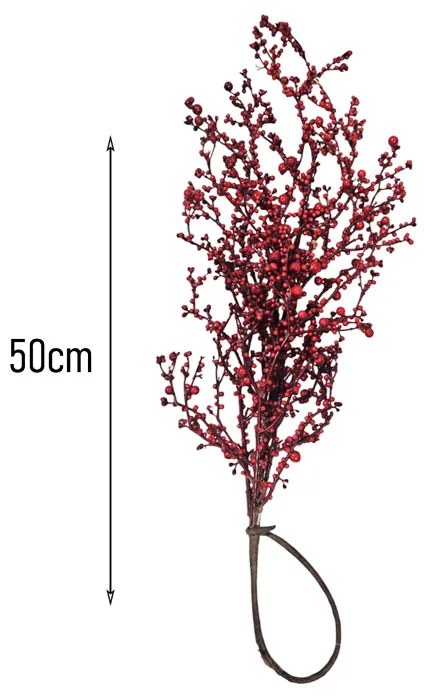 Διακοσμητικό Κλαδί με Κόκκινες Μπάλες 50cm - Decorative Red Berry Branch