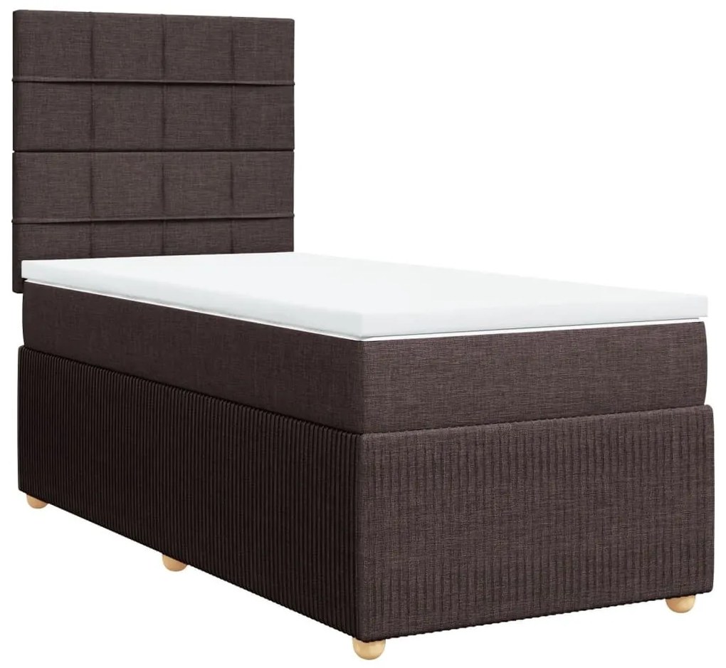 Κρεβάτι Boxspring με Στρώμα Σκούρο Καφέ 100x200 εκ. Υφασμάτινο - Καφέ