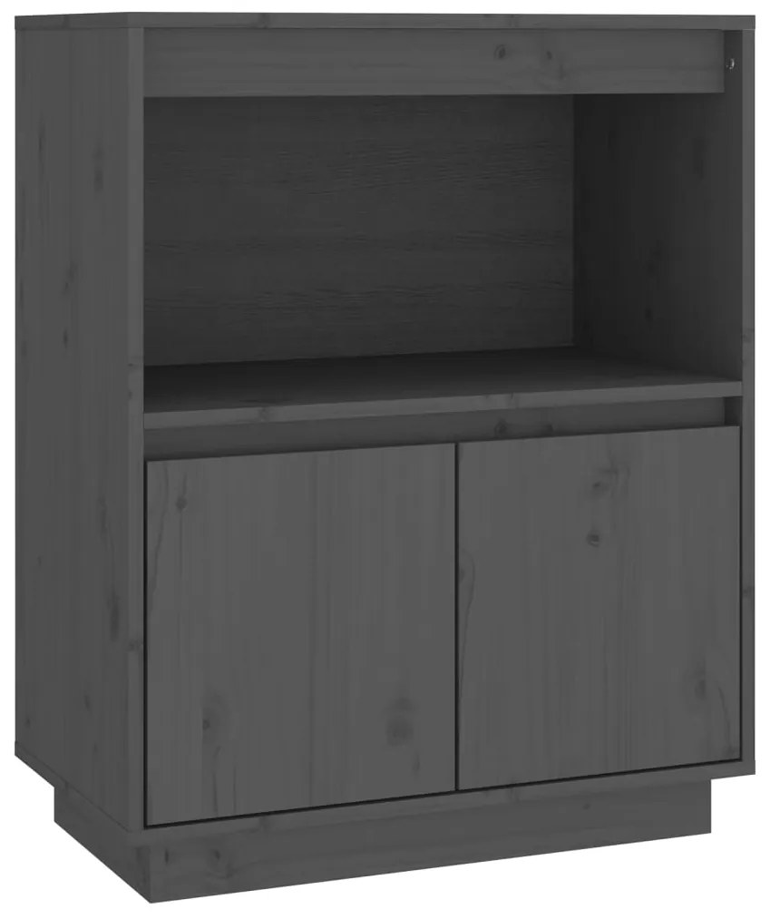 vidaXL Ντουλάπι Γκρι 60 x 34 x 75 εκ. από Μασίφ Ξύλο Πεύκου