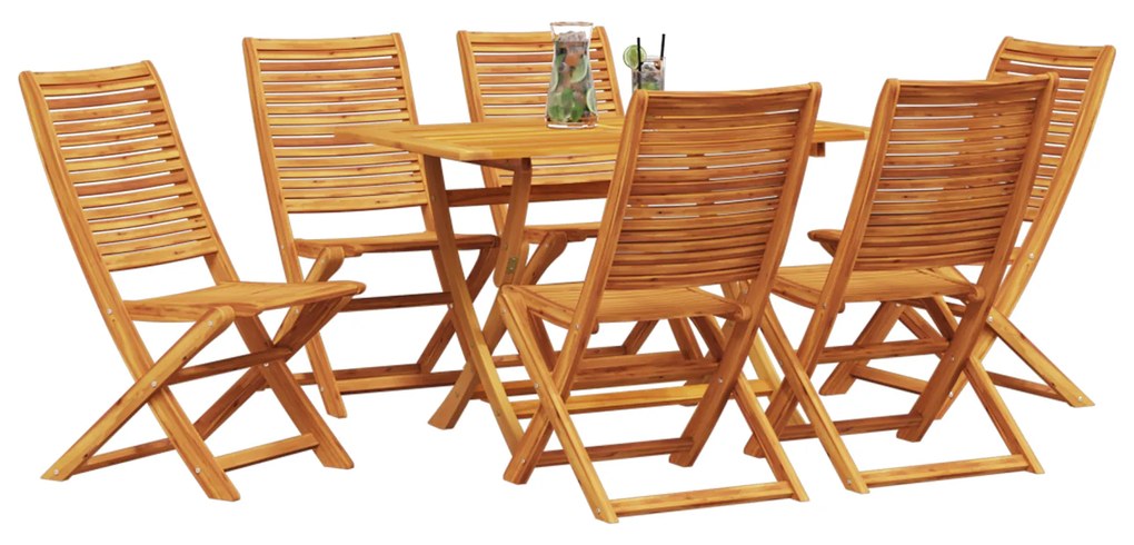 vidaXL Σετ Δείπνου Κήπου 7 pcs Φυσικό ξύλο Μεσαίο Ξύλο Ακακίας