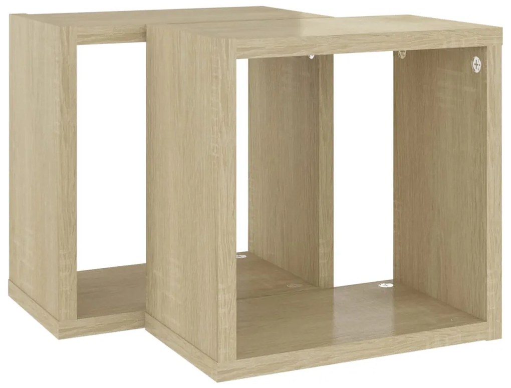 vidaXL Ράφια Κύβοι Τοίχου 2 τεμ. Sonoma Δρυς 26 x 15 x 26 εκ.
