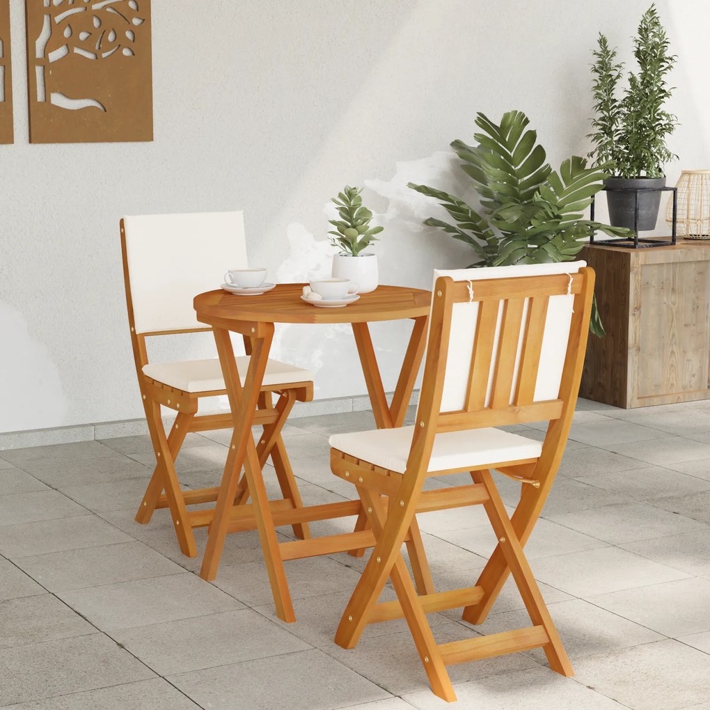 vidaXL Σετ Μπριζόλας 3 Τεμαχίων με Μαξιλάρια Μασίφ Ξύλο Ακακίας