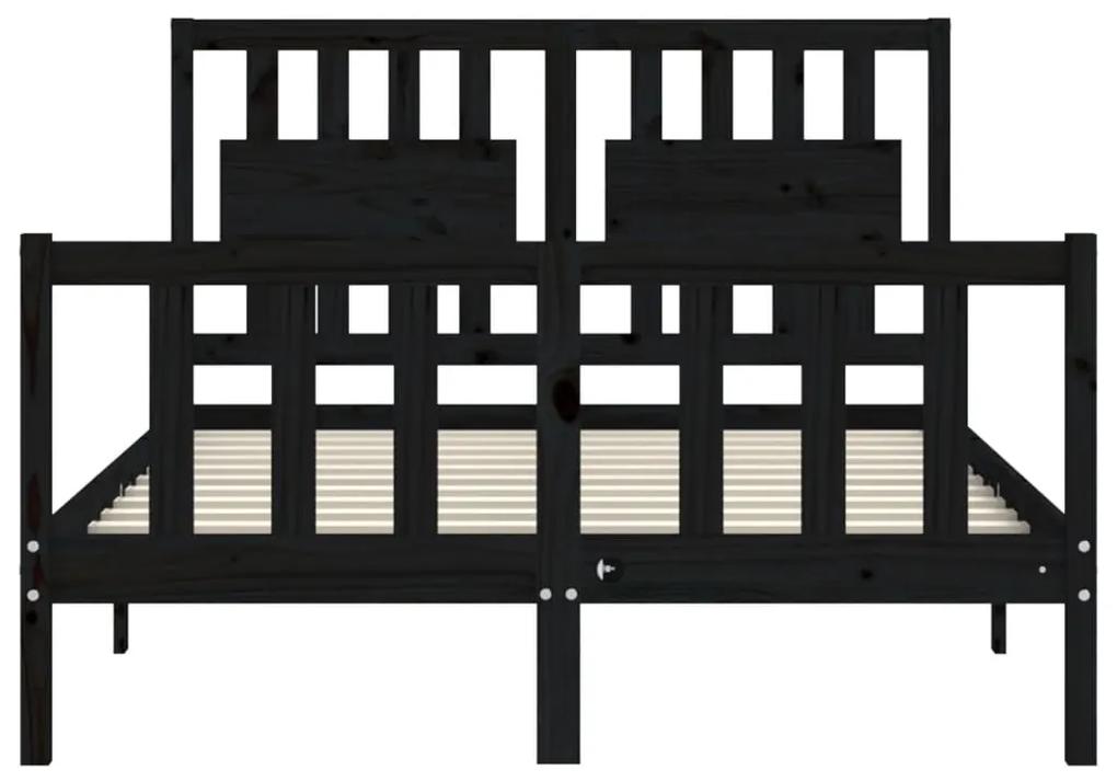 vidaXL Πλαίσιο Κρεβατιού με Κεφαλάρι Μαύρο 140x200 εκ. Μασίφ Ξύλο