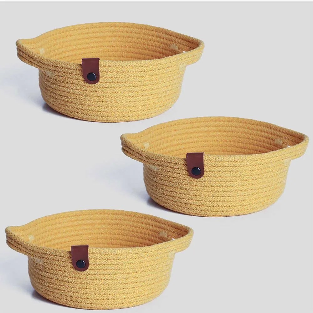 Καλάθια Αποθήκευσης (Σετ 3Τμχ) 171JTR1248 25x25x10cm Yellow Aberto Design Cotton