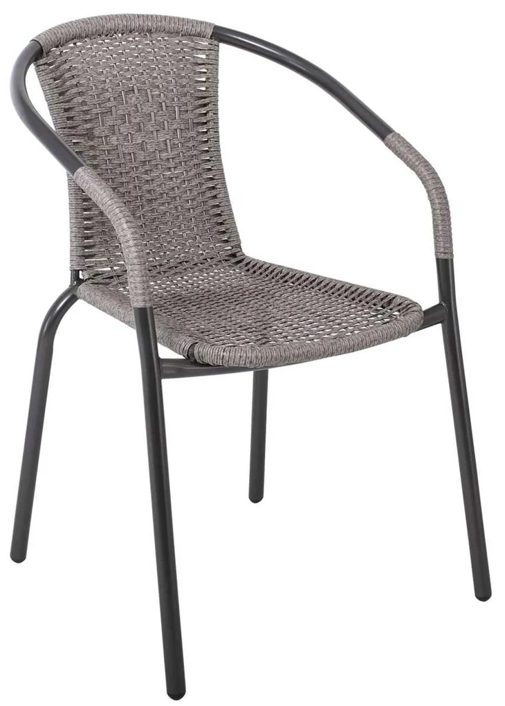 BALENO Πολυθρόνα Μέταλλο Βαφή Ανθρακί, Wicker Mixed Grey