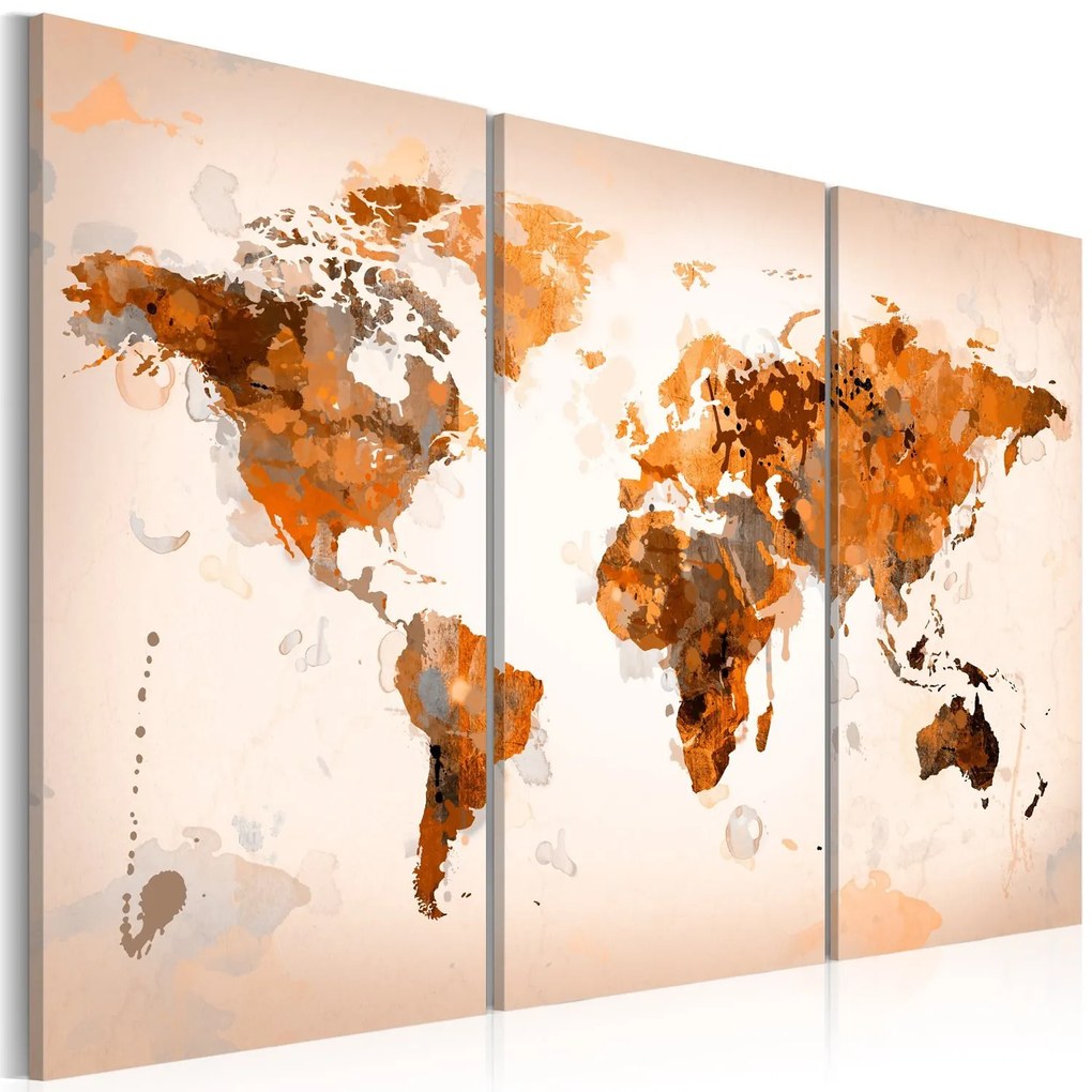 Πίνακας - Map of the World - Desert storm - triptych 120x80